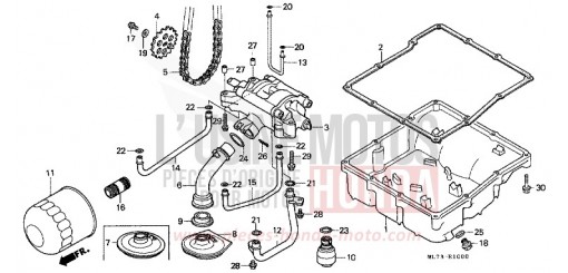 FILTRE A HUILE/CARTER D'HUILE/ POMPE A HUILE VFR750FG de 1986